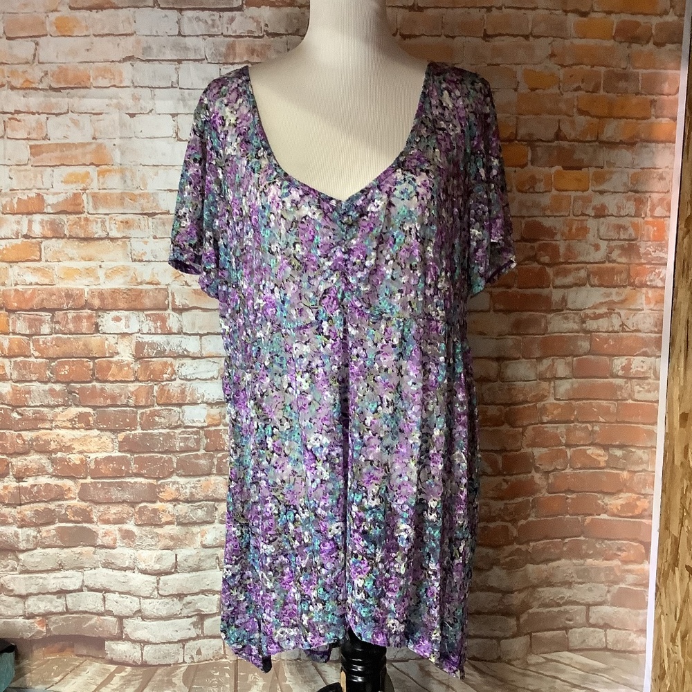 Torrid Lace Babydoll Top Purple Teal *Sheer